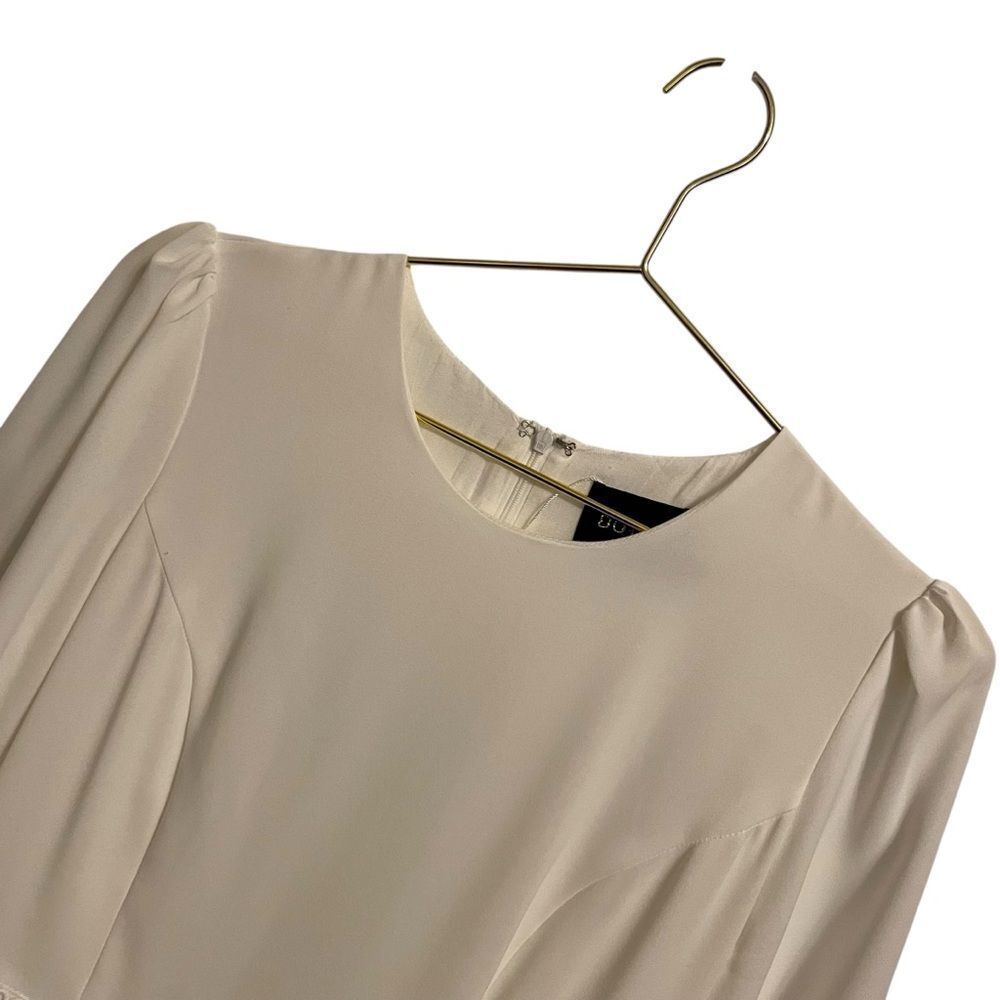DO+BE Cream Long Sleeve Tiered Mini Dress Off White Crochet Trim Small - Picture 2 of 6
